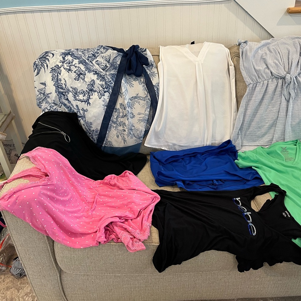 Mixed Women's Tops Bundle - Pink, Blue, White, Black, Green and Dresses